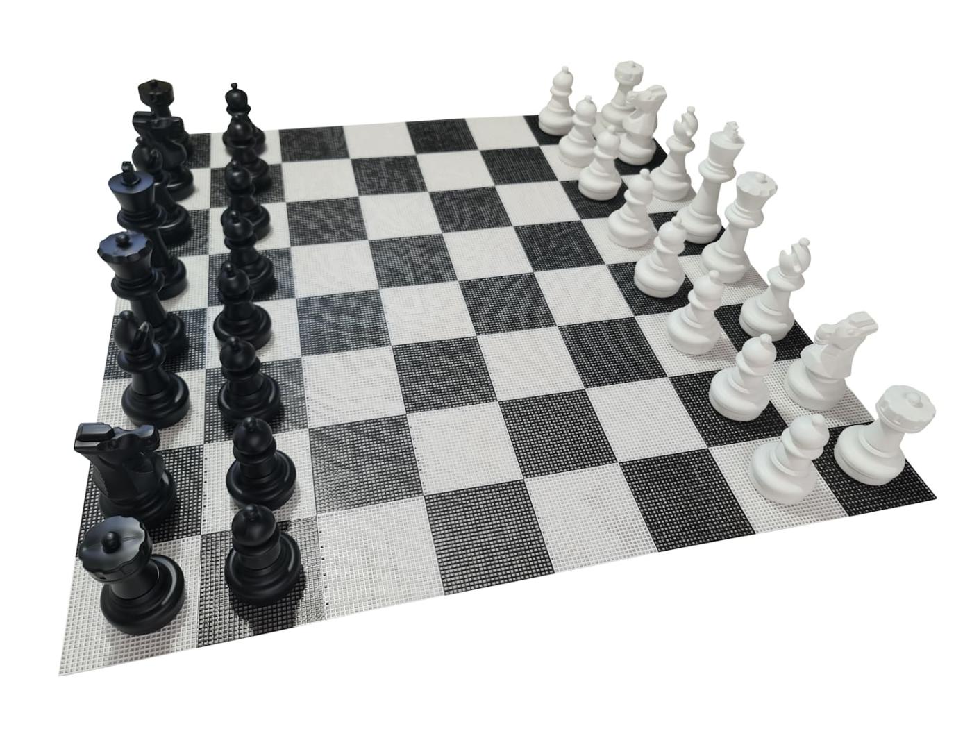 Peças e tabuleiro de xadrez gigantes para utilização exterior
