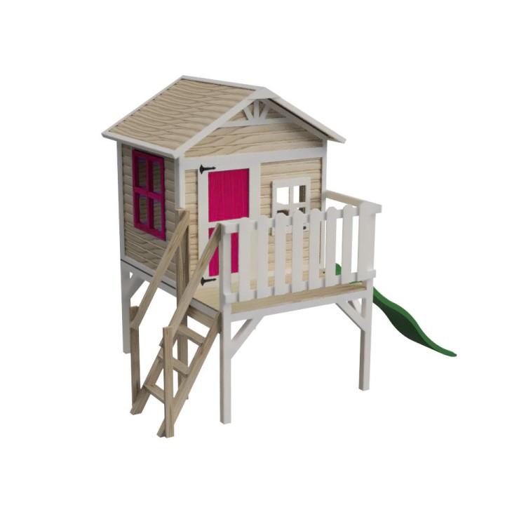 Casita elevada MASGAMES FLAM [60 cm] madera panelada fácil montaje COLOR ROSA