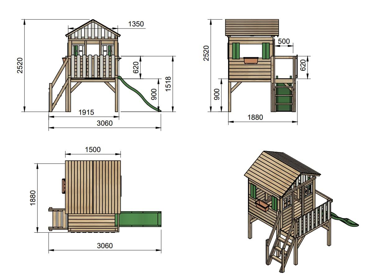 Casita infantil elevada 90cm MASGAMES LOLLIPOP XL con rampa de tobogán