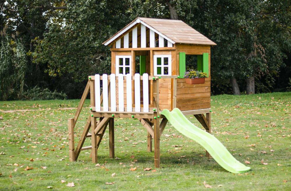 Casita infantil elevada 90cm MASGAMES LOLLIPOP XL con rampa de tobogán