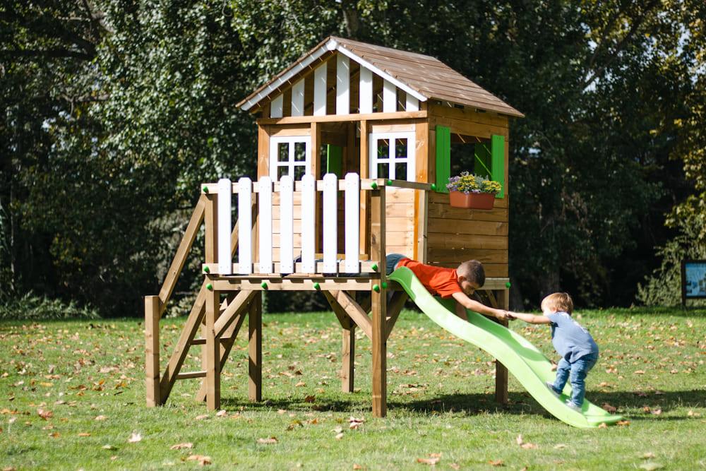 Casita infantil elevada 90cm MASGAMES LOLLIPOP XL con rampa de tobogán