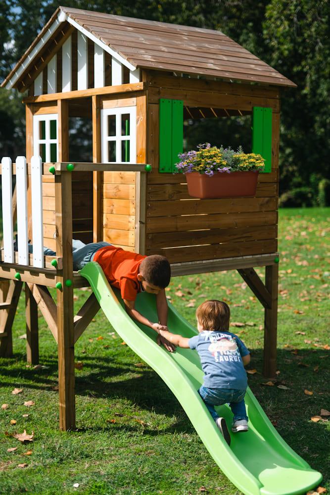 Casita infantil elevada 90cm MASGAMES LOLLIPOP XL con rampa de tobogán