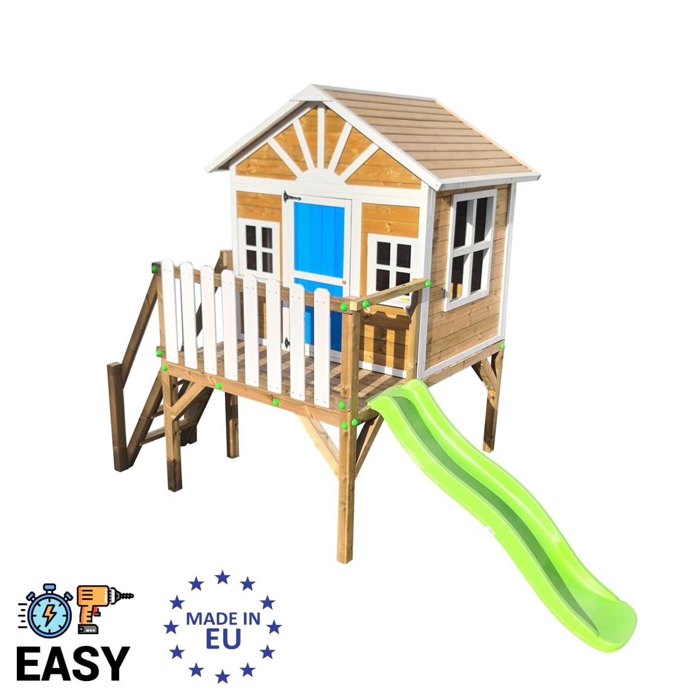 Casita elevada MASGAMES VISBY 90 cm altura madera panelada, fácil montaje