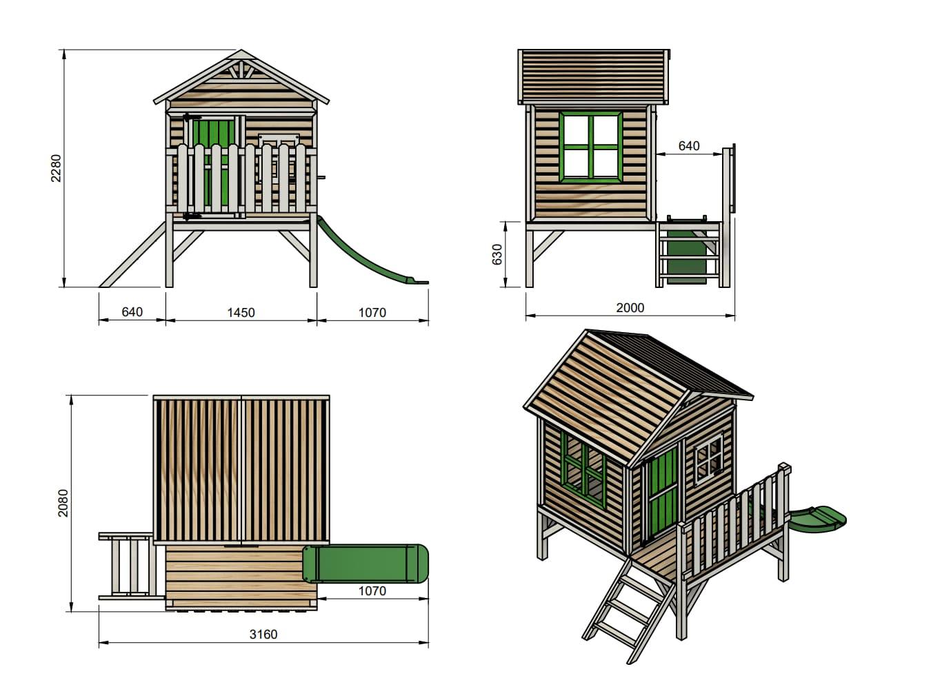 Casita elevada MASGAMES FLAM [60 cm] madera panelada fácil montaje