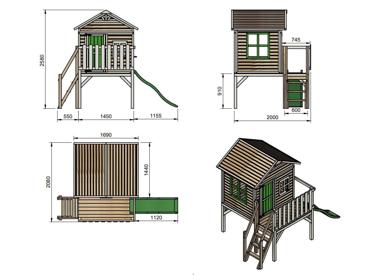 Casita elevada MASGAMES FLAM [60 cm] madera panelada fácil montaje