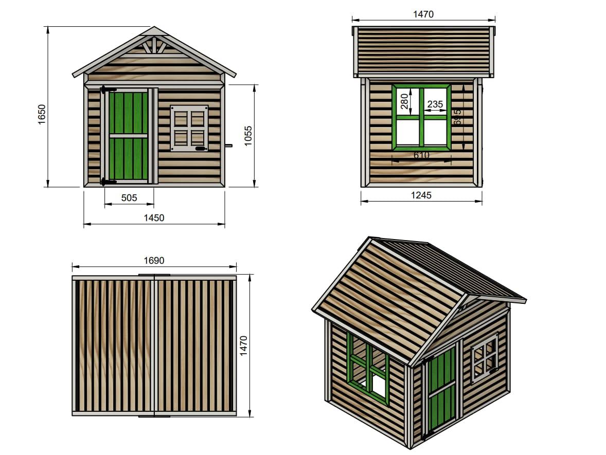 Casita elevada MASGAMES FLAM [60 cm] madera panelada fácil montaje