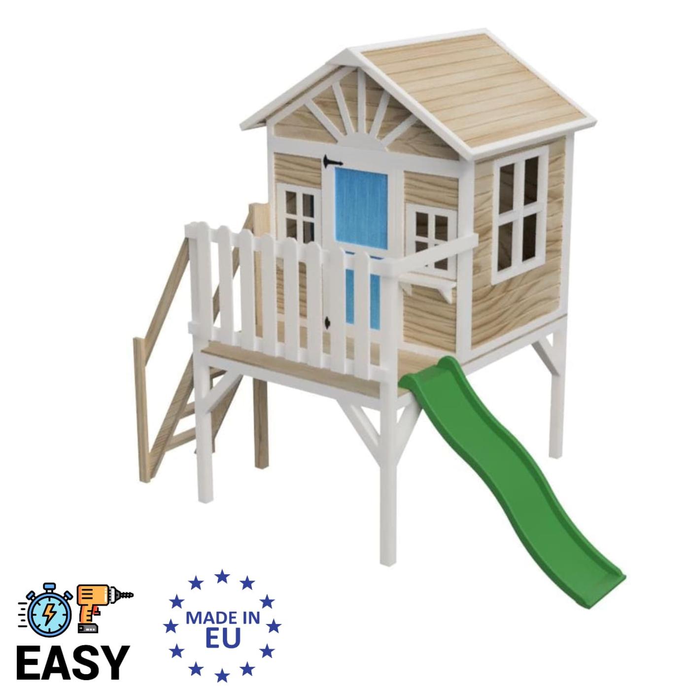 Casita elevada MASGAMES VISBY 90 cm altura madera panelada, fácil montaje