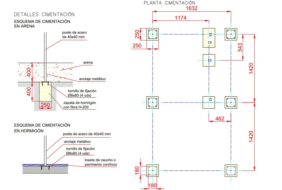 medidas cimentacion Casita de Estimulación Temprana Inclusiva AVENTURA