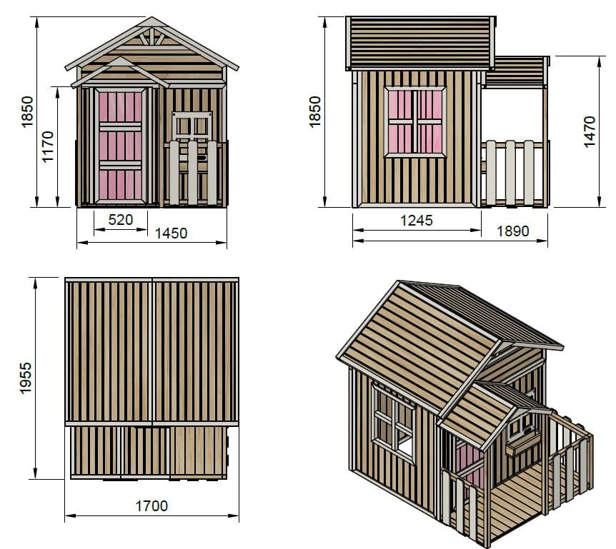 Casita infantil MASGAMES OLDEN de madera panelada, fácil montaje, medidas