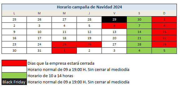 horario topludi navidad 2024