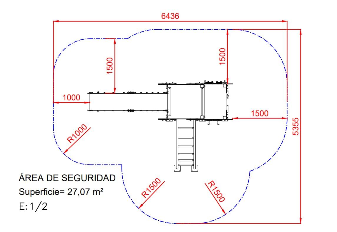 Parque infantil Caracol con tobogán, pared de escalada y escalera de mono