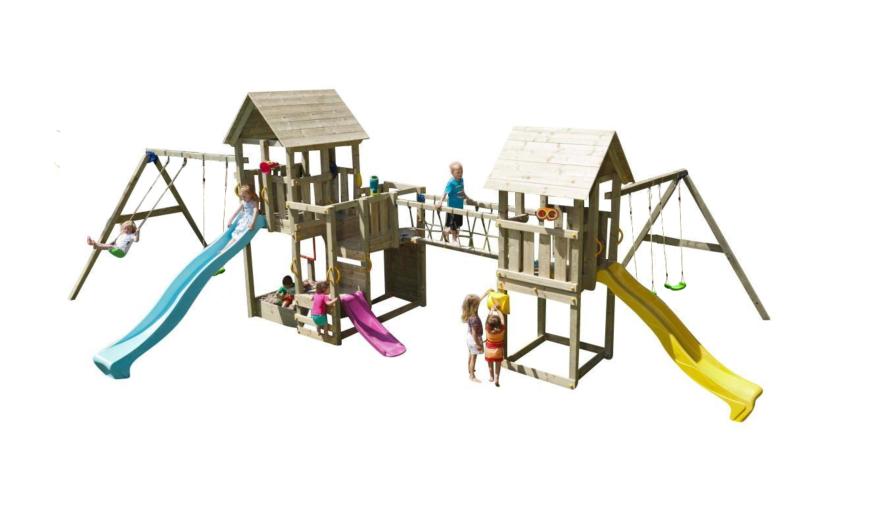 Parque juegos infantil de madera Penthouse XL con columpio doble, Todo lo  que quieres para jugar en la calle