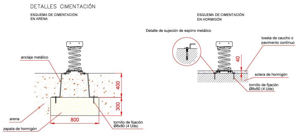 Balancin muelle doble las focas Adaptado anclajes